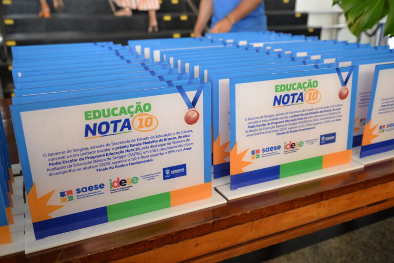 Governo de Sergipe premiará escolas e professores com o Educação Nota 10 nesta terça-feira, 14